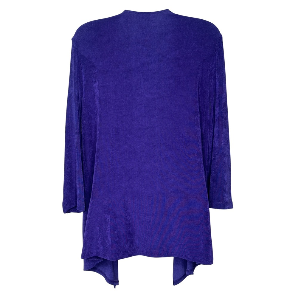 NEW Chico's Travelers Cardigan Jacket 1 Medium 8 10 Purple Ring Trim Open Front - Picture 3 of 7